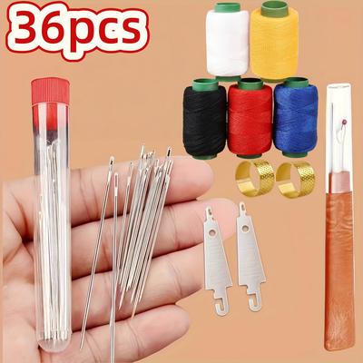 34-Piece Hand Sewing Needle Set: Mattress, Shoe-Making, Hand-Stitched Quilts, Extra-Long, Large-Eye, Curtain, and Thick Needles