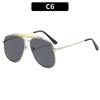 Women's sunglasses, men's and women's fashion large-frame double-beam metal sunglasses