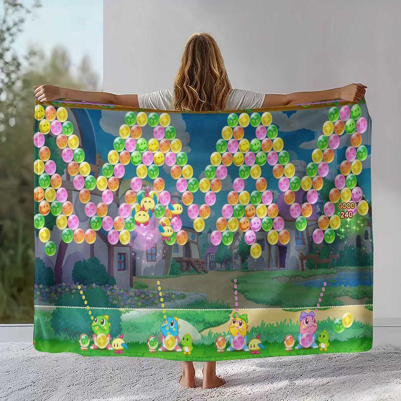 Classic Game Bubble Bobble Puzzle Bobble Flannel Blanket,Ultra Soft Plush Throw for Home Bedroom Bed Sofa Cover Office Picnic