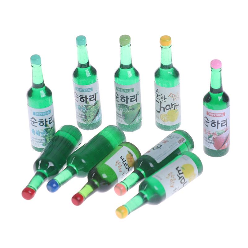 10Pcs 1:12 Dollhouse Miniature Wine Drink Model Pretend Play Food Kitchen Toys