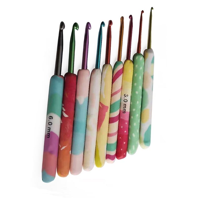 9 Stück Ergonomische Häkelnadel 2,0 mm - 6 mm Ergonomische Häkelnadel für Anfänger Stricken Häkeln Pullover Schal Handschuhe
