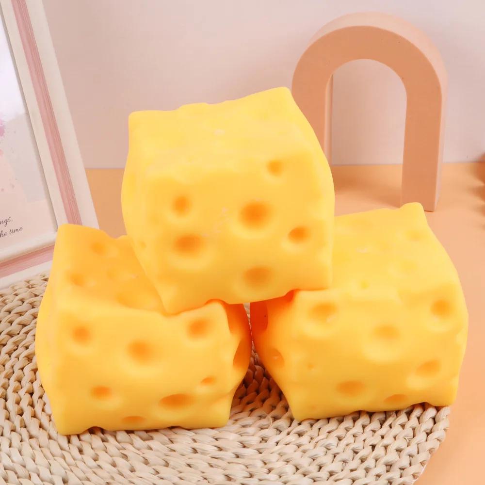 10Cm Squishy Square Cheese Squeeze Toy Slow Rebound Push Stress Relief Sensory Toy Soft Butter Cheese Fidget Christmas Present