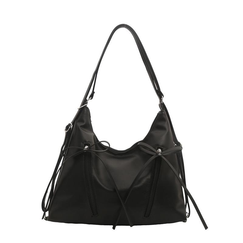 

2024 Новый Рюкзак с бантом Женская Модная Корейская Сумка-тоут Повседневная Большая Вместимость Сумка через плечо для поездок на работу с косой посадкой чёрный