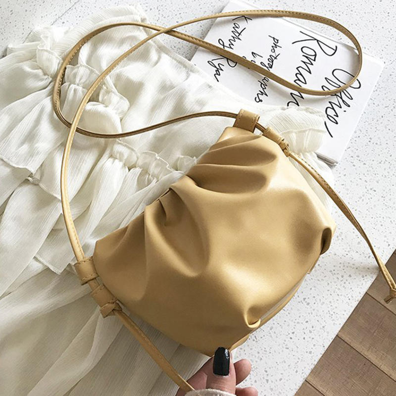 Women's Fashion Cloud Shape Evening Bag Niche Design Solid Color Leather Shoulder Messenger Bag