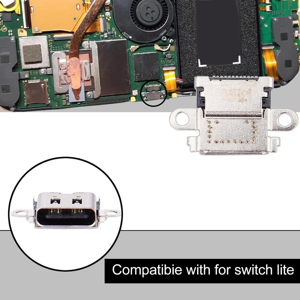 2 Stück Ersatz Typ C Ladeanschluss für Switch Lite USB C Konsolen-Dock-Anschluss Ladebuchse Port für Switch Lite HDH-001