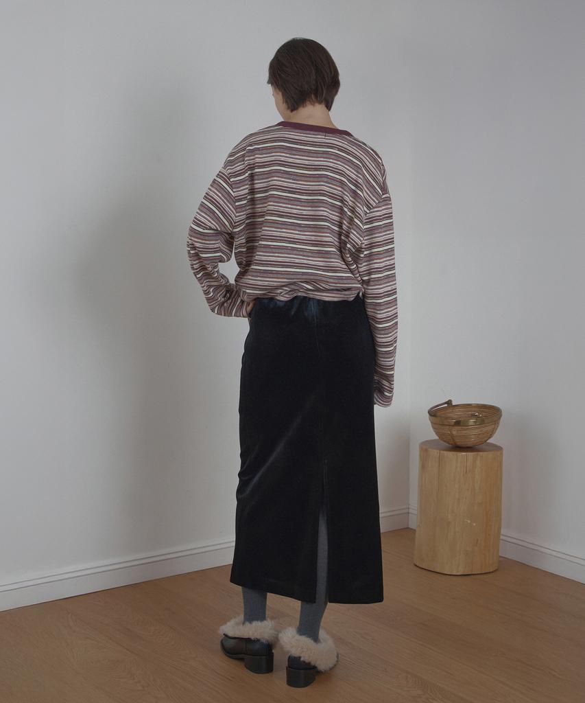Poeteuseoul Velor Long Skirt_Black