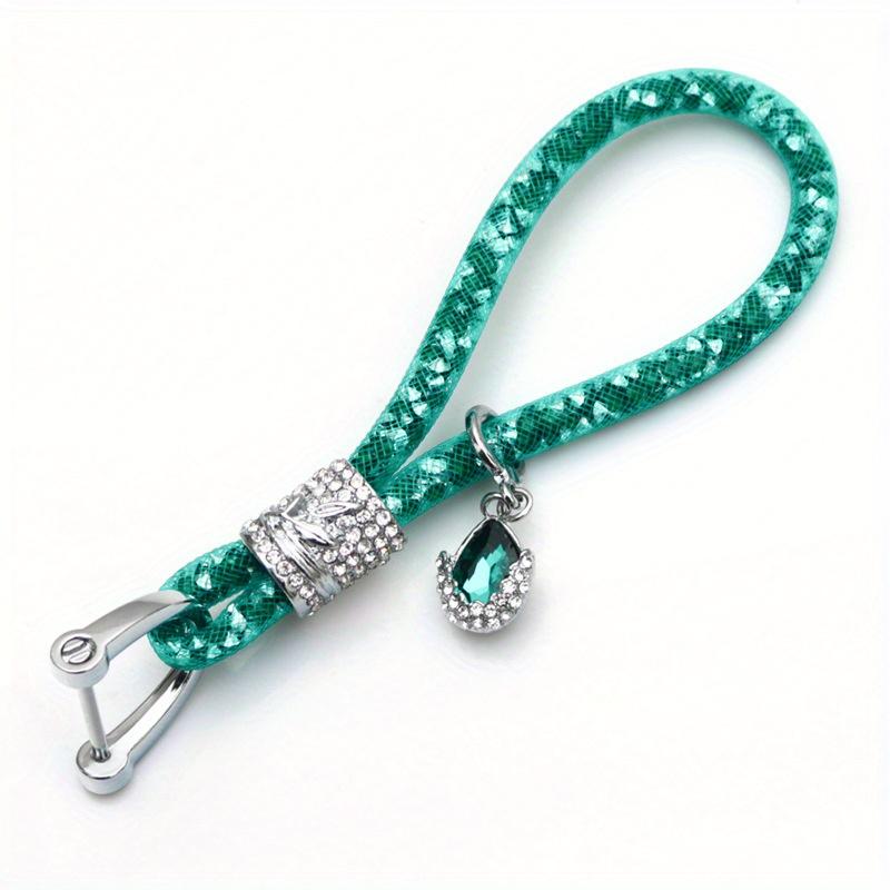 

1 шт. Блестящий брелок для ключей автомобиля со стразами для женщин, гламурный аксессуар для ключей с блестящими кристаллами зелёный