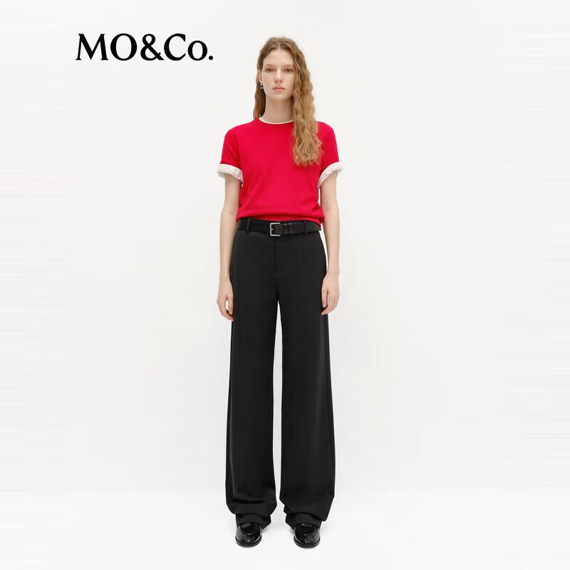 MO&Co. Women's Wool Blend Tailored Wide-Leg Trousers