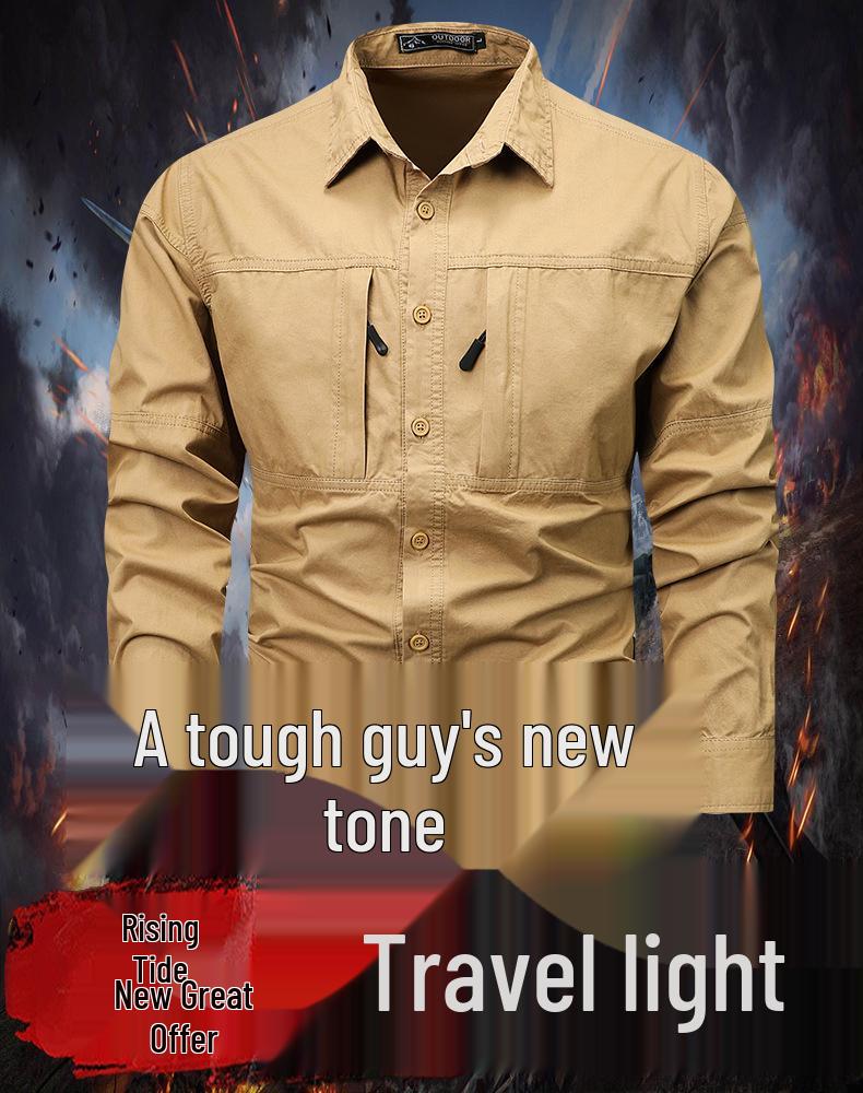 Men's 26 Styles Long-Sleeve Military Cotton Workwear Shirt
