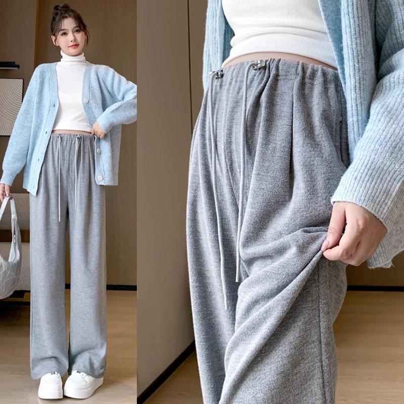 Pantalones de maternidad primavera y otoño pantalones de pierna ancha otoño casual pantalones de arroz glutinoso pantalones que arrastran el suelo sin soporte ropa de otoño para mujeres embarazadas