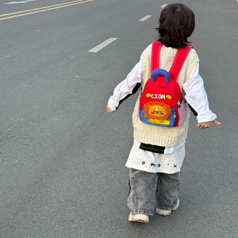 Backpack Preschool Stylish For Boys And Girls With Charming Design Soft Nylon Red Beige Blue