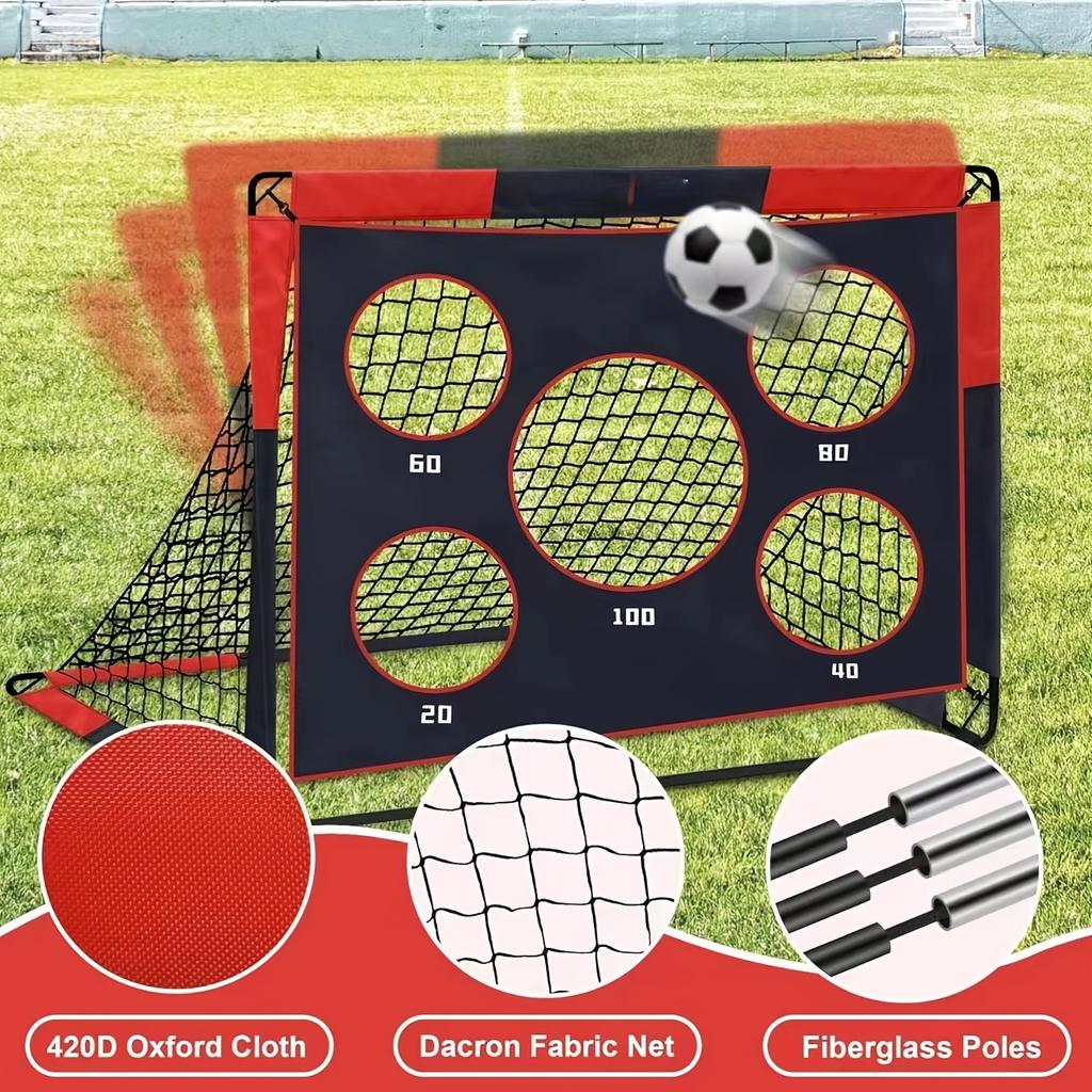 2-in-1 Soccer Goal with Detachable Oxford Cloth Multi-Hole Football Training Net