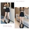 2024 Spring/Summer Black High-Waist Slimming Slit Bodycon Midi Skirt for Women
