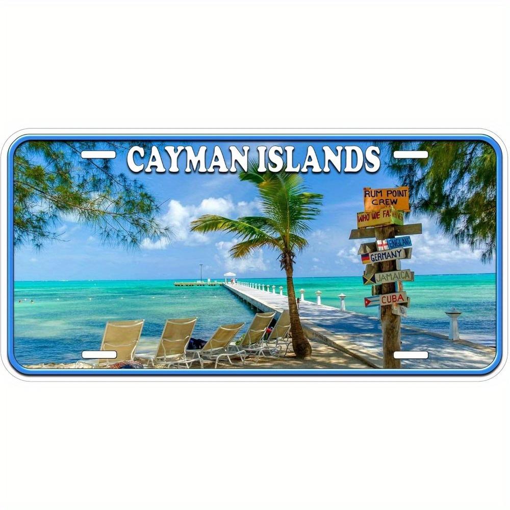 

Cayman Islands Tropical Beach Scenery Aluminum Metal Sign Retro License Plate Style Wall Decor for Home Bar Office Travel Souven 15x30cm(5.9x7.8inch)