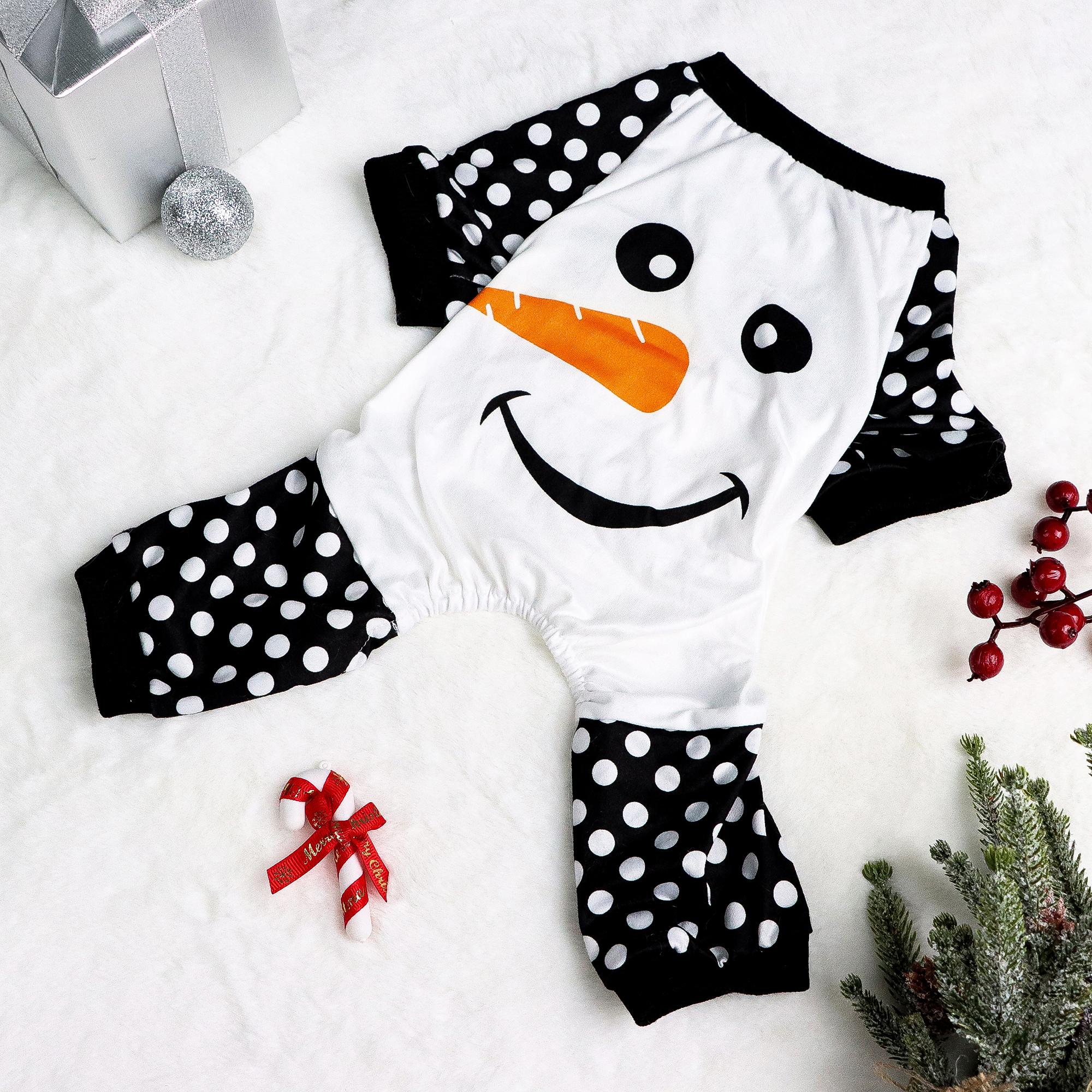 

Christmas Dog Pajamas Polka Dots Soft Dog Clothes with Snowman Cos Jumpsuit Dog Costumes for Small Medium Puppy Dog Cat Warm App XS（old） білий