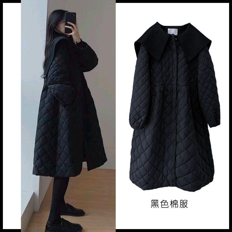 

Пуховик новая зима нежный ветер клетчатое пальто ощущение средней длины хлопковая одежда женская мода S [Recommended 85-50kg] чёрный