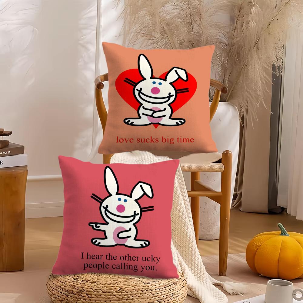 Cute Rabbit Cushion Cover Soft Plush Throw Pillow Cover | Double-Sided Decorative Cushion Case | Sofa Bedroom Home Decor