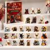 Cadeau de Noël pour Fans Calendrier de l'Avent Bouledogue Français Acrylique 2D, Ensemble d'Ornements Boîte Surprise pour Suspendre, Charms Mignons Compte à Rebours Noël