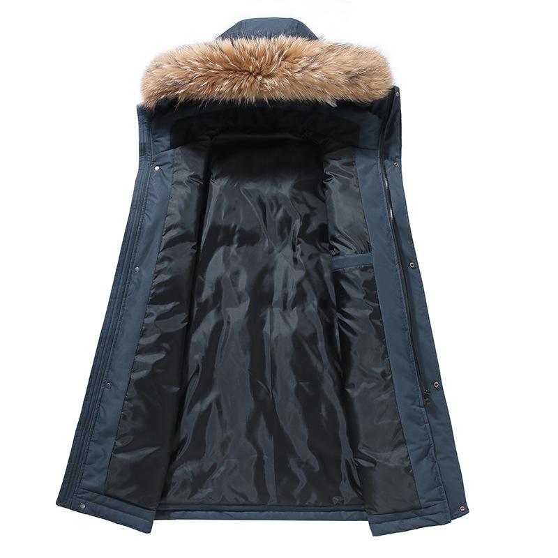Down jacket men's thickened medium and long loose big fur collar dad outfit pie to overcome warmth cross-border winter coat