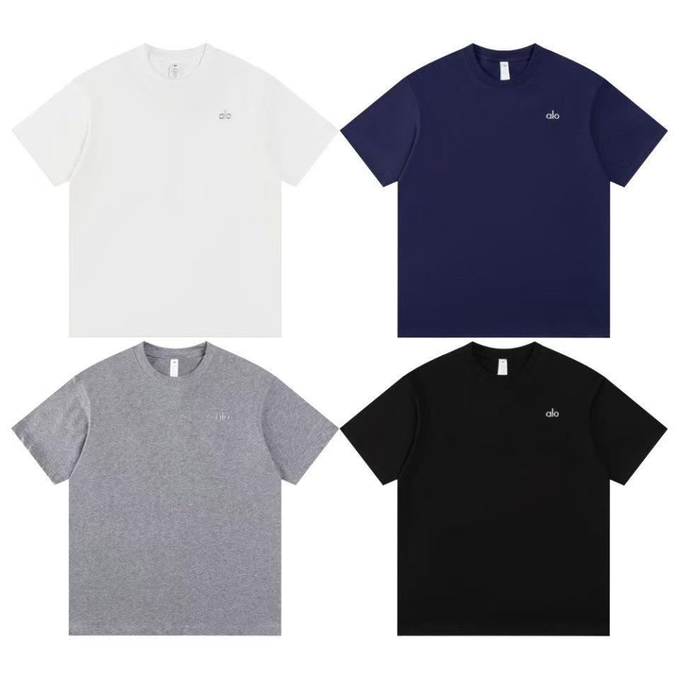 Alo Summer 3D Silver Logo Medium-Length Casual Cotton T-shirt