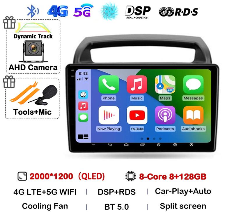 Android 14 WIFI+4G CarPlay Auto Car Radio For KIA Carnival VQ 2006 - 2014 Autoradio Multimedia Player Navigation GPS Stereo DSP