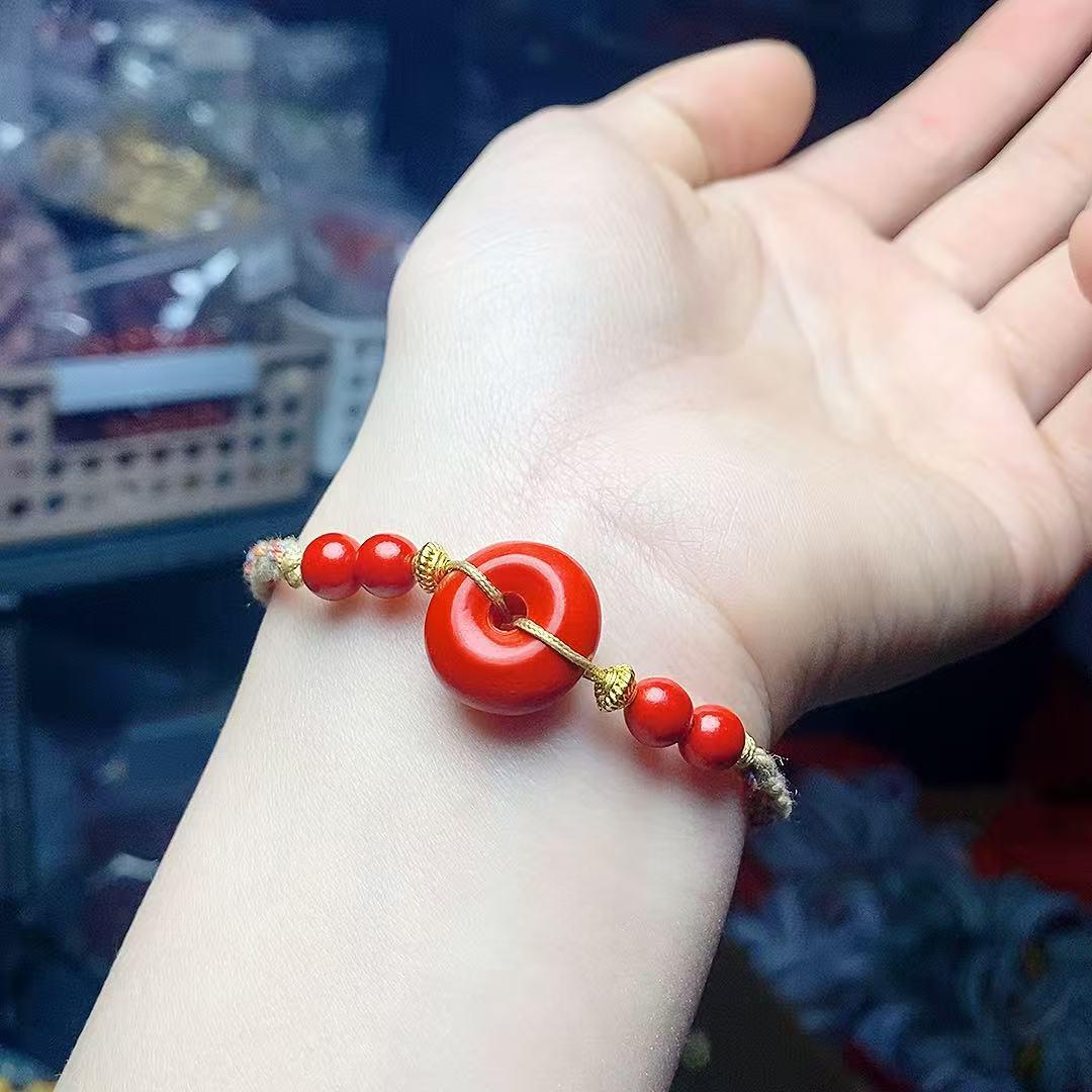 Cinnabar Red and Purple Sand Zodiac Bracelet: Unisex Hand-Woven Style with Simple Personality Design
