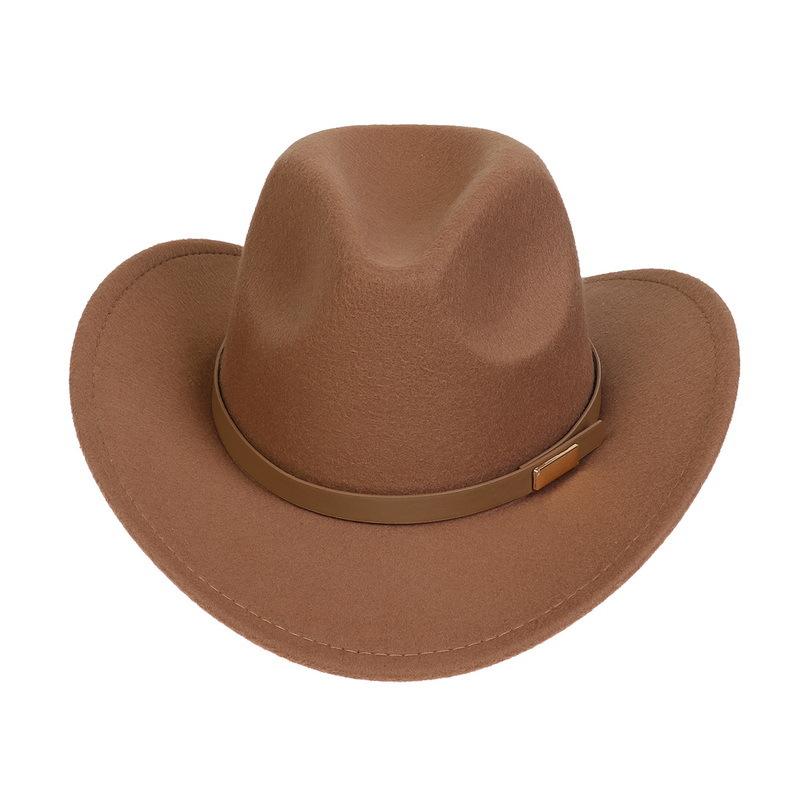 Western Cowboy Top Hat Spring And Autumn New Jazz Hat Big Brim Pentagram Belt Accessories Felt Hat Men And Women