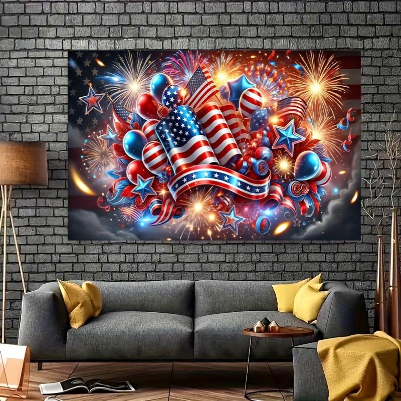 Independence Day Party Tapestry Living Room Balloon Ribbon Elements National Day Patriotic Theme Room Decoration