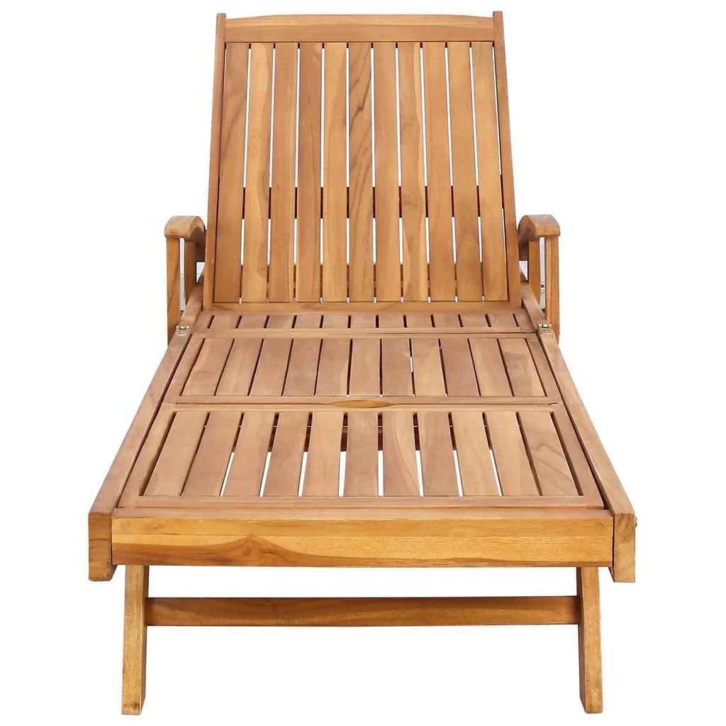 1 Person Sun Lounger Brown Solid Teak Wood