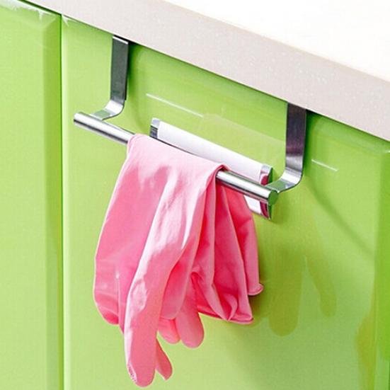 Bathroom Kitchen Cabinet Over Door Hanging Stainless Steel Towel Rack Holder Hanger