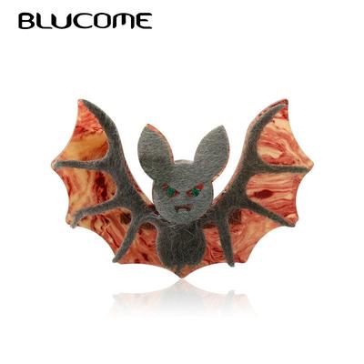 Blucome Vivid אקריליק שחור עטלף סיכת סוודר בעבודת יד תליון סוודר סיבי בעלי חיים סיכת עור לנשים אביזרי צעיף מתנות