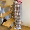Plaid Casual Pants for Women In Spring and Autumn New Baggy Straight High Waist Wide-leg Long-cut Trousers