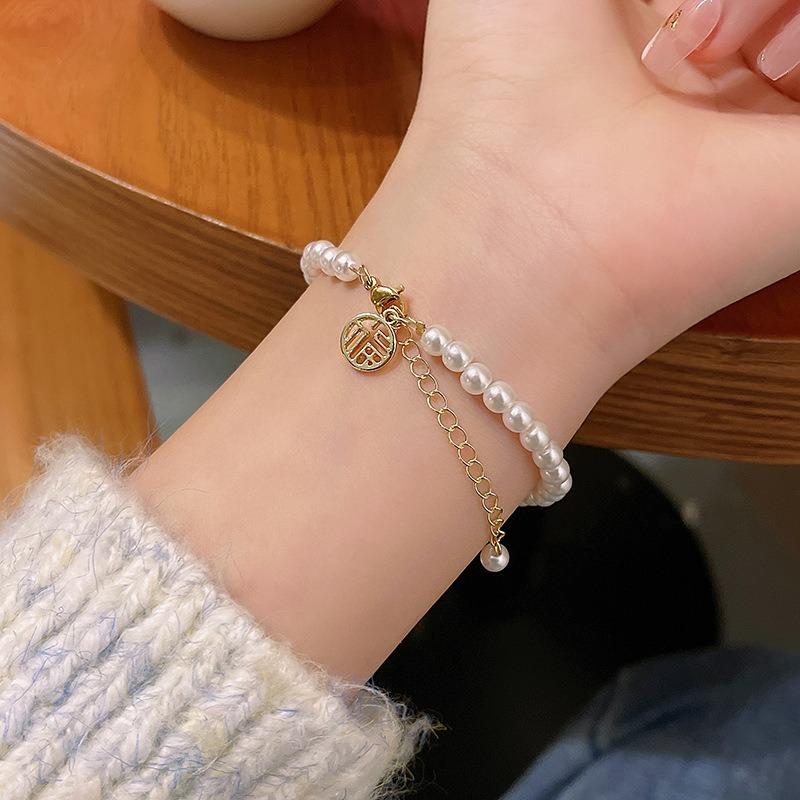 Fu Marke Perlenarmband Damen Exquisites Retro Freundin Armband Nischen Design Schmuck