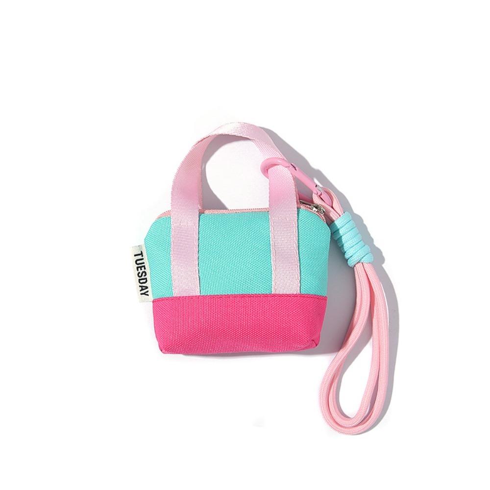 New Mini Coin Purse Canvas with Wristband Earphone Case Dopaamine Pink Cable Protective Cover