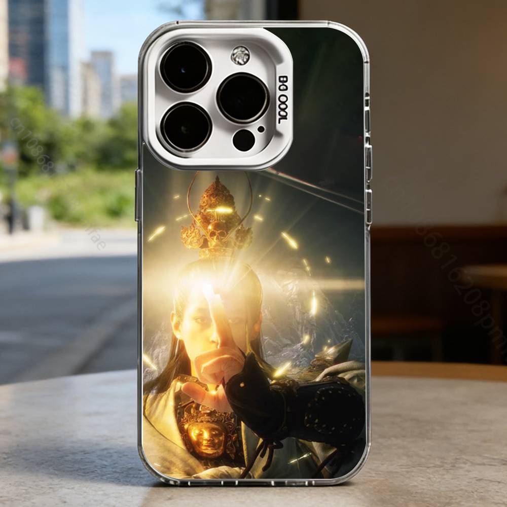 B-Black Myth Wukong White Shockproof Phone Case For iPhone 16,15,14,13,12,11,Pro,XS,Max,Plus,Mini,SE