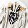 Top Chic Customizable High-End Korean Style Summer Dress Waist Belt Long Satin Neck Scarf for Women Black And White Stripes