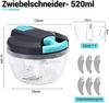 Zwiebel Manual Vegetable Chopper, 520ml Onion Chopper with 6 Blades & 1 Mixer, Multi-Functional Food Chopper, Garlic Onion Manual Dicer