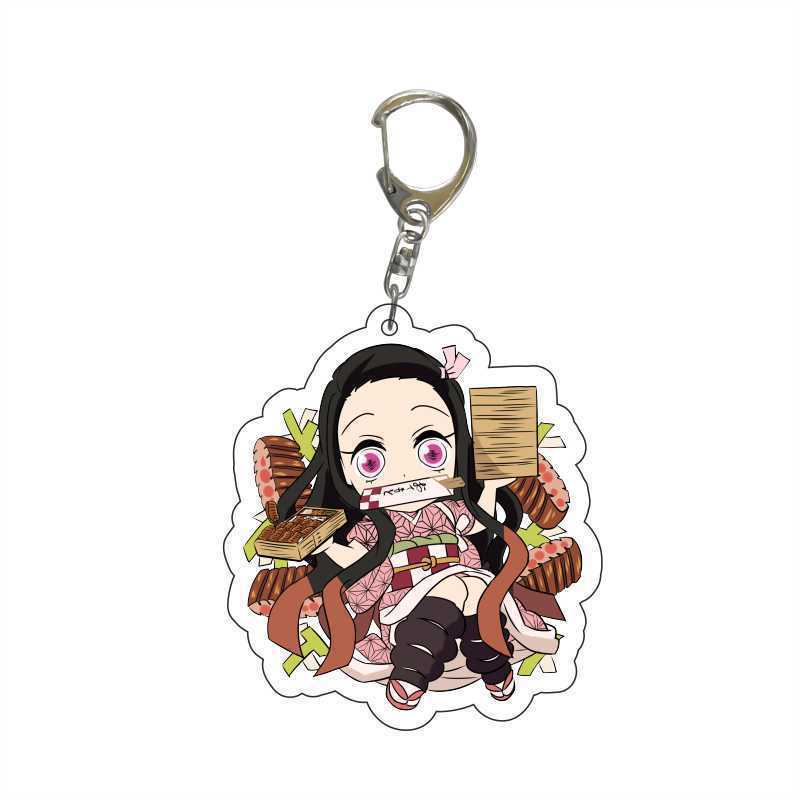 Anime Demon Slayer doll toy Kimetsu No Yaiba Blade of Ghost Keychain Acrylic Pendant Car Key Chain Fans kids Xmas Gift Jewelry