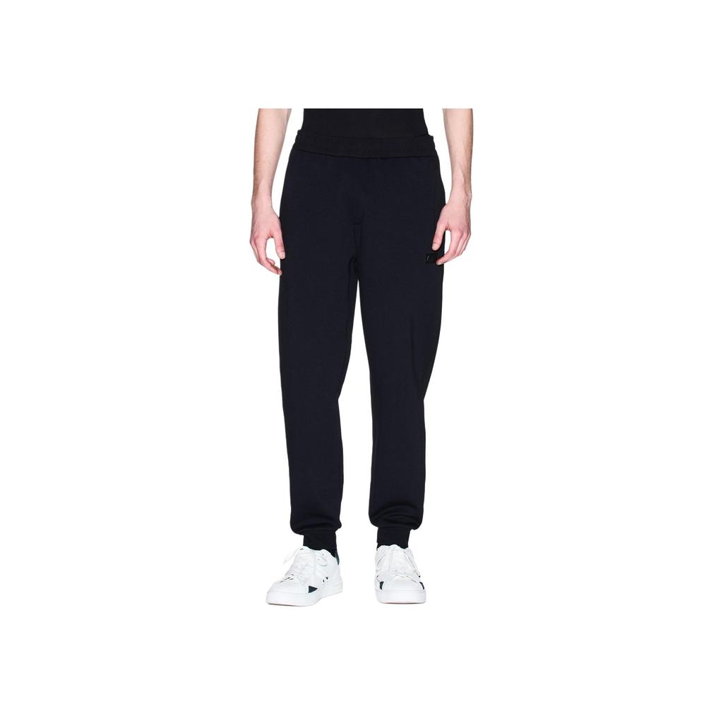 Armani Exchange SS25 Solid Color Cotton Tapered Jogger Pants Men Bottoms Black XM000744-AF13047-UC001