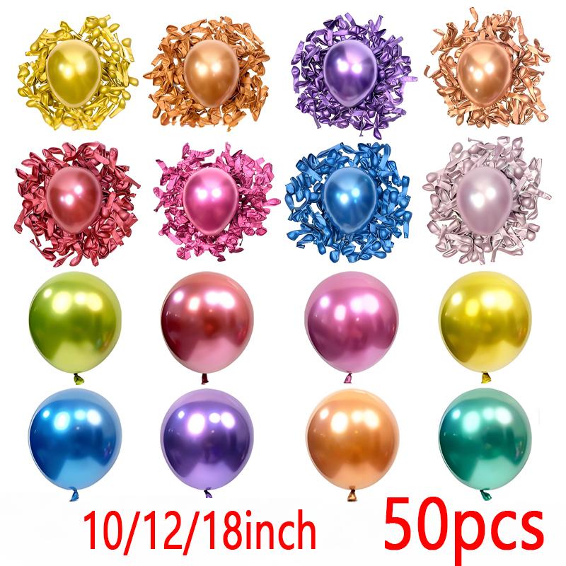 10 /12inch 50pcs Metal Balloons Gold Silver ThemeBirthday Wedding Party Graduation Christmas Baby Shower Decorations Anniversary
