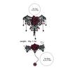 Vintage Black Lace Rose Necklace Bracelet Ring Set Women's Dinner Party, Dark Wind Neck Chain Bracelet