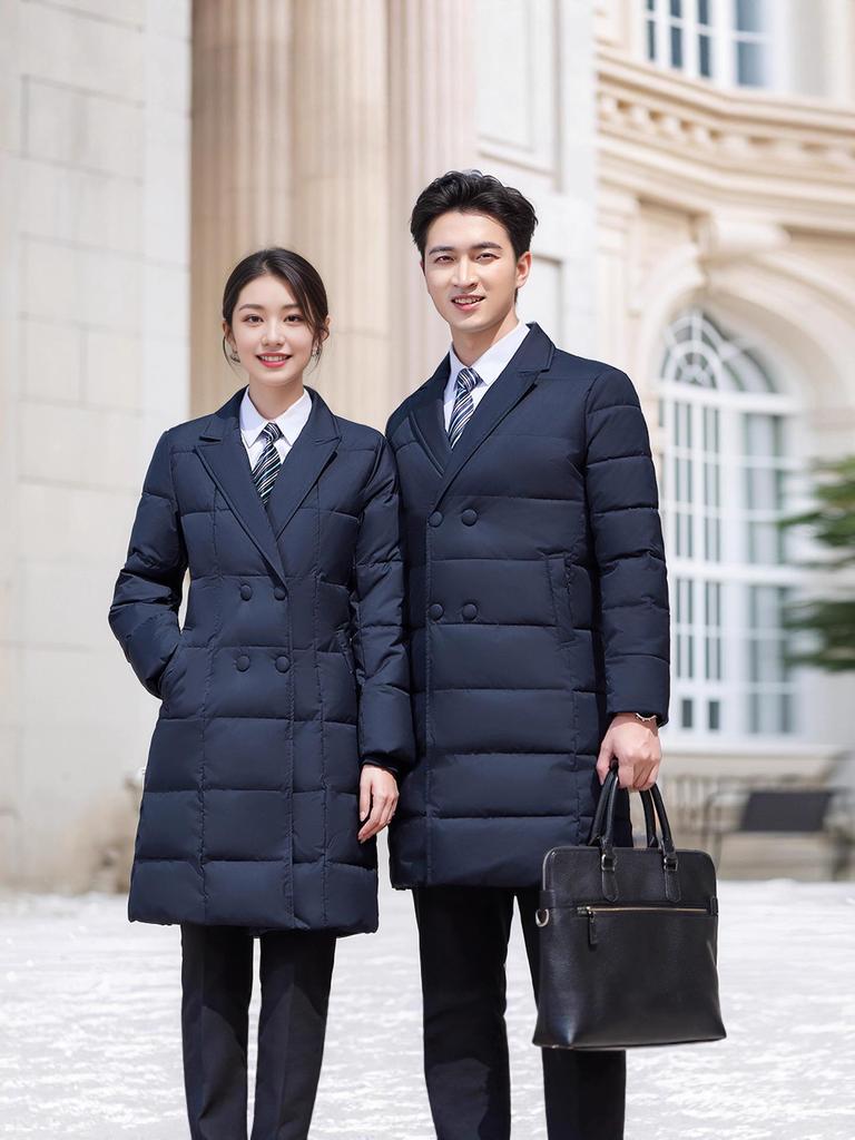 Unisex Mid-Length Thickened Down Coat for Office or Workwear