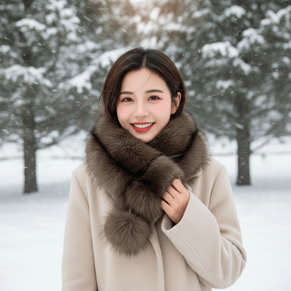Thick Magnetic Fur Scarf Windproof Fluffy Collar Wrap Winter Pom Scarf Shopping Outfits