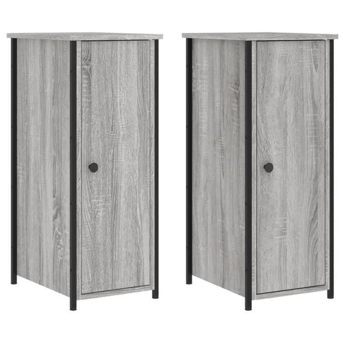 VidaXL Tables de chevet 2 pcs sonoma gris 32x42x80cm bois d'ingénierie 825970