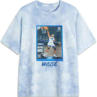 Wade Series Printed Letter Crew Neck Comfortable Breathable Loose Short Sleeve T-Shirt Men Tops Aurora-Blue AHSU843-3