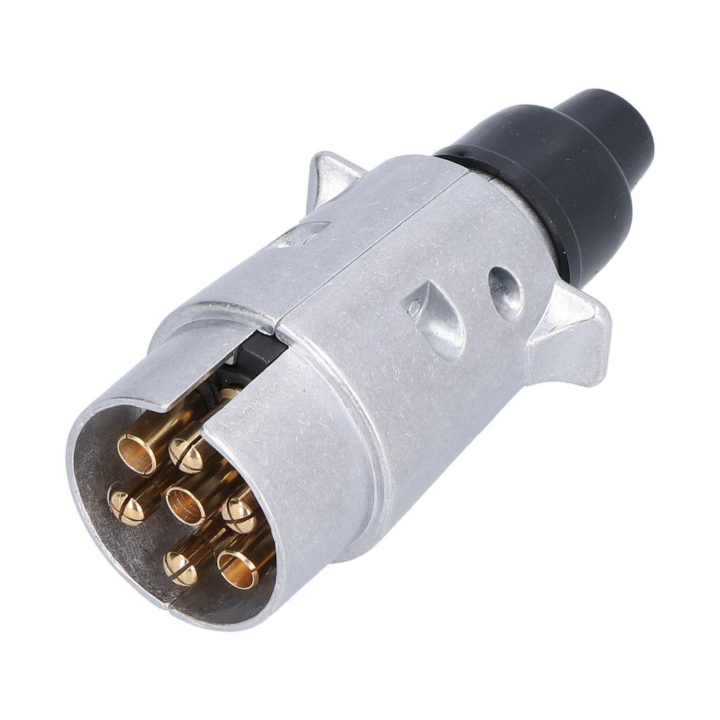 7pin Electric Trailer Plug Truck Interface RV Power Cord Socket Waterproof 12VDC Silver for European Cars