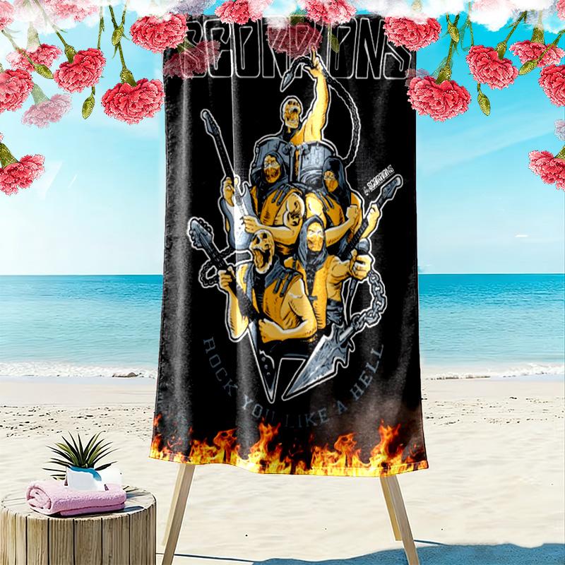 Scorpions Band Print Beach Towel, Large Soft Quick Dry Towel for Beach Camping Swimming