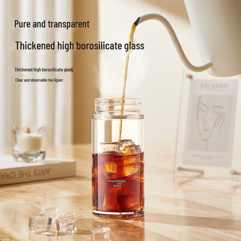 RELEA 450ML Portable Borosilicate Glass Tumbler