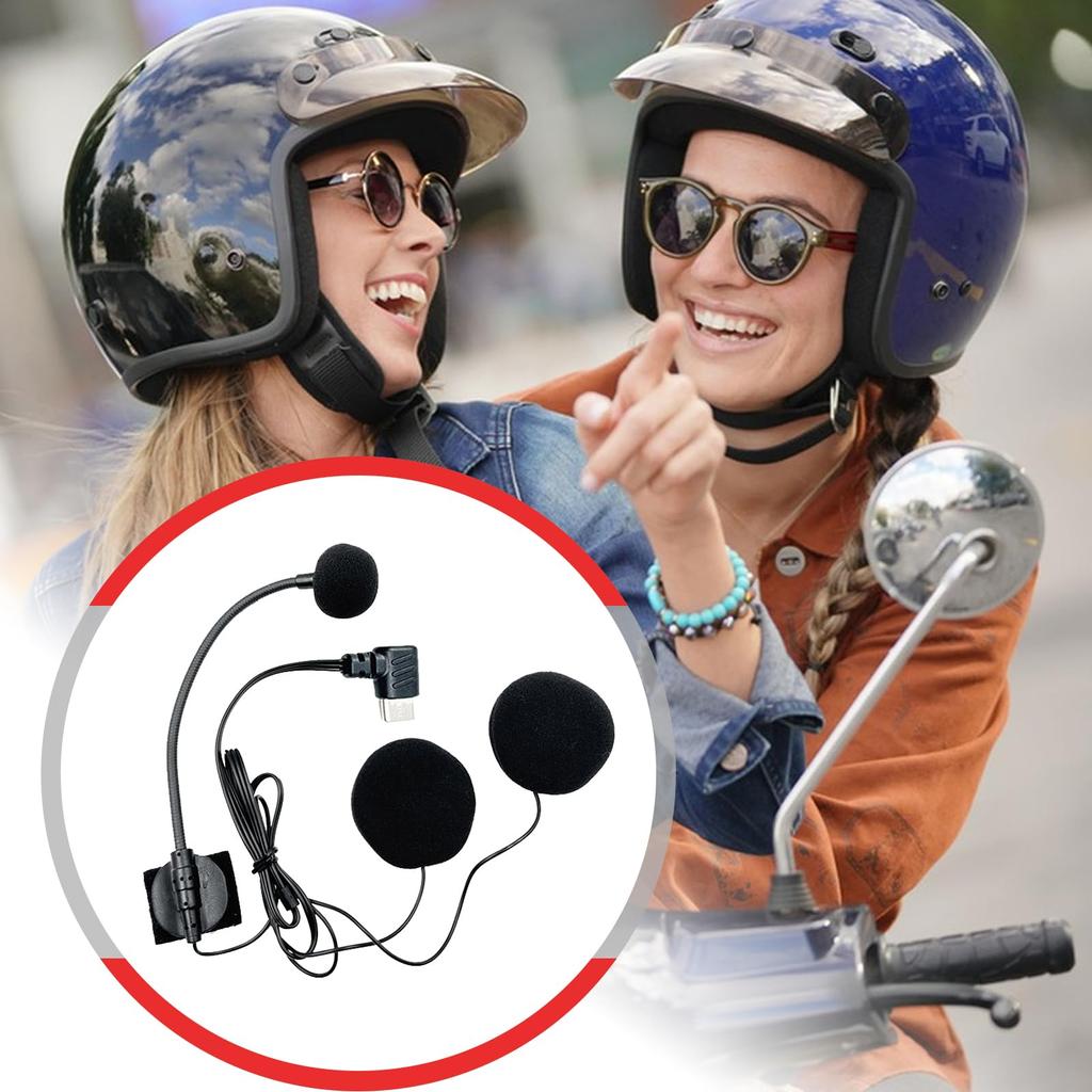 Helmet Microphone Speaker | Half Face Helmet Speaker, Waterproof Type-C Connectivity Noise Reducing Headphones with Mic for Streaming Studio Video