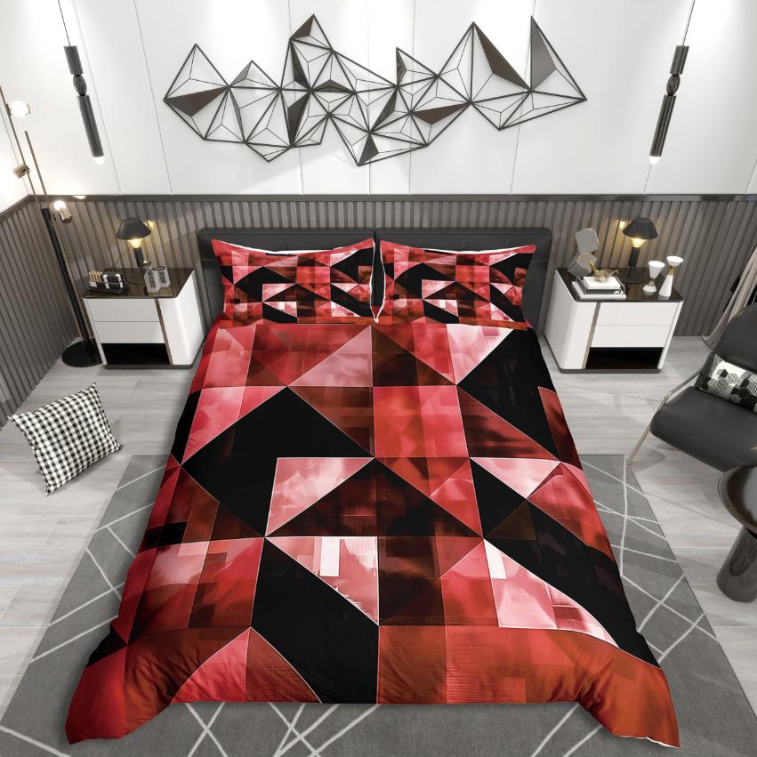 Homewish Minimalist Geometry Duvet Cover SetAbstract Gradient For Teens Bedding SetVintage Aesthetic Bed Set